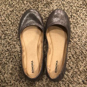 Sonoma gray metallic ballet flats